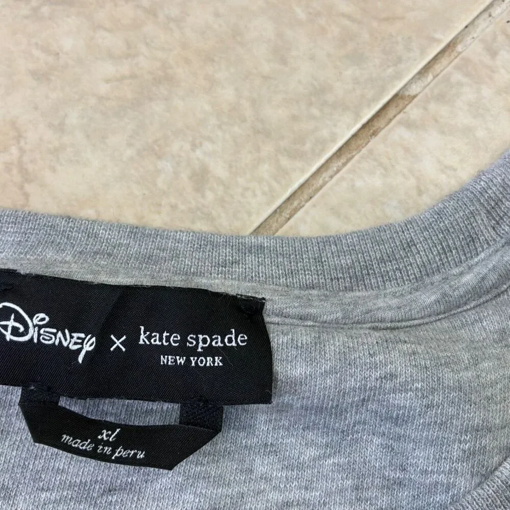 Disney X Kate Spade Women's Minnie Mouse Glitter Sweatshirt Gray Sz. XL
